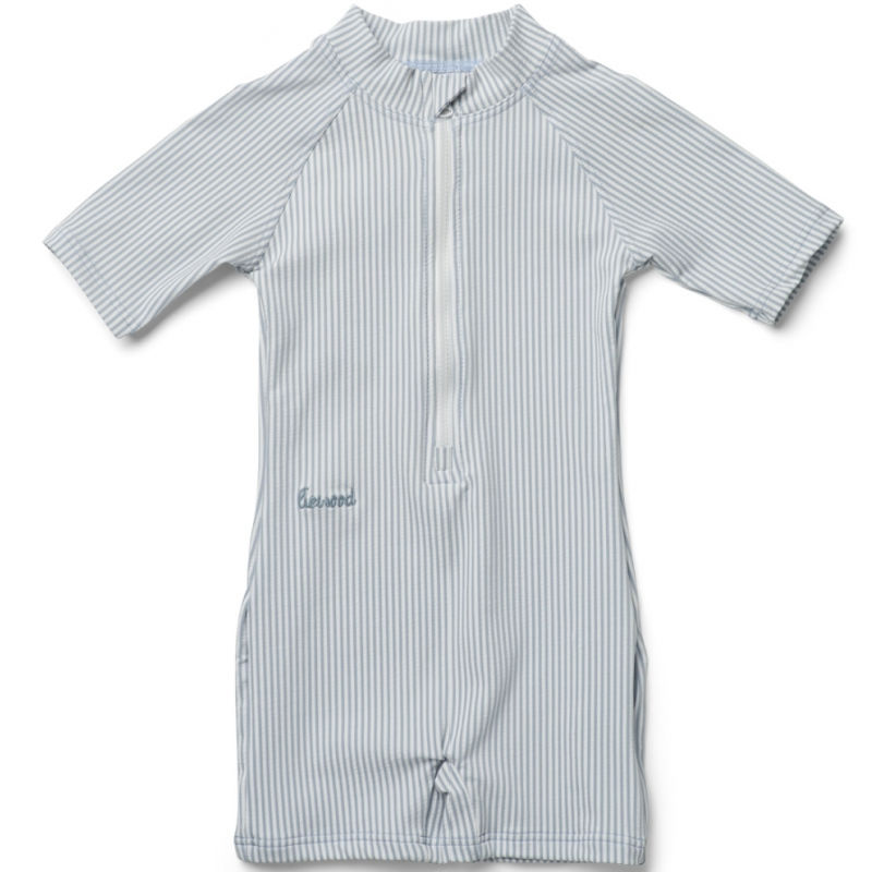 Liewood Max swim jumpsuit seersucker Y/D stripe sea blue/white