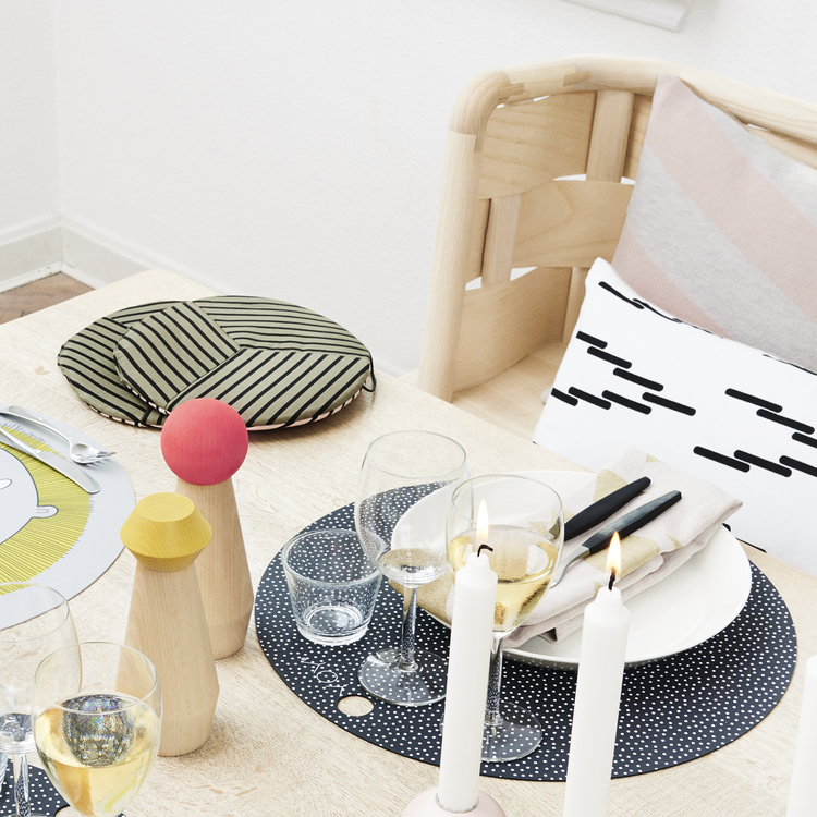 OYOY placemat 2pk - dark grey/dot - Bilde 2