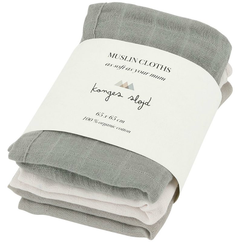 Konges Sløjd 3pk muslin cloth - lime stone