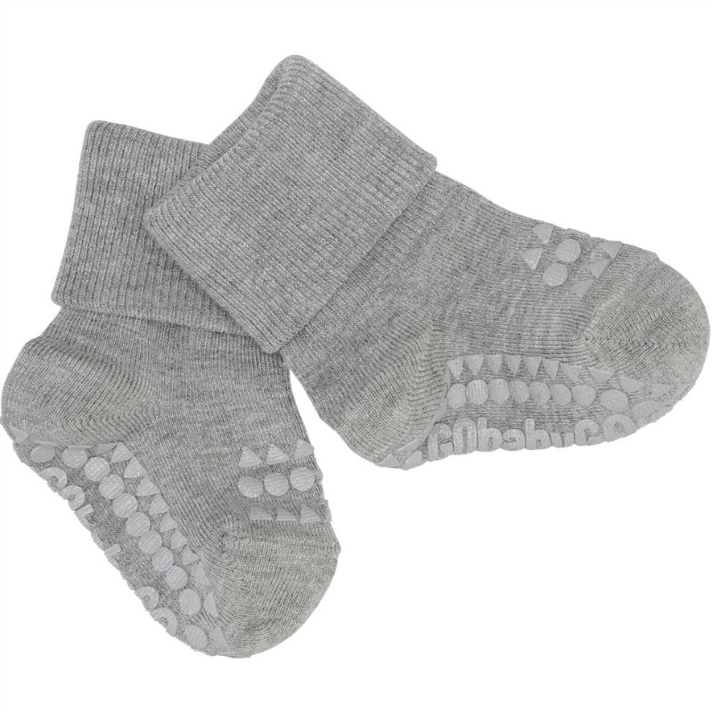 GObabyGO non-slip socks bamboo – grey melange - 2-3år