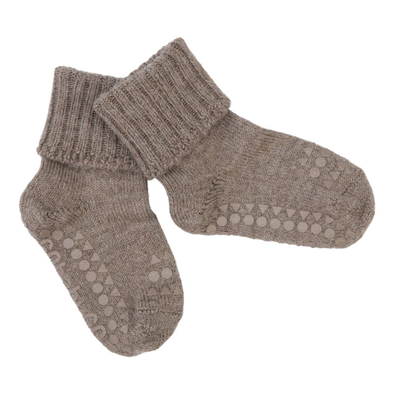 GObabyGO non-slip socks alpaca – walnut - 6-12m