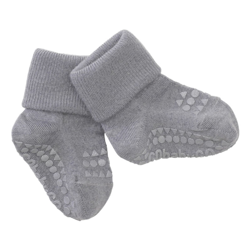 GObabyGO non-slip socks wool – grey melange - 3-4år