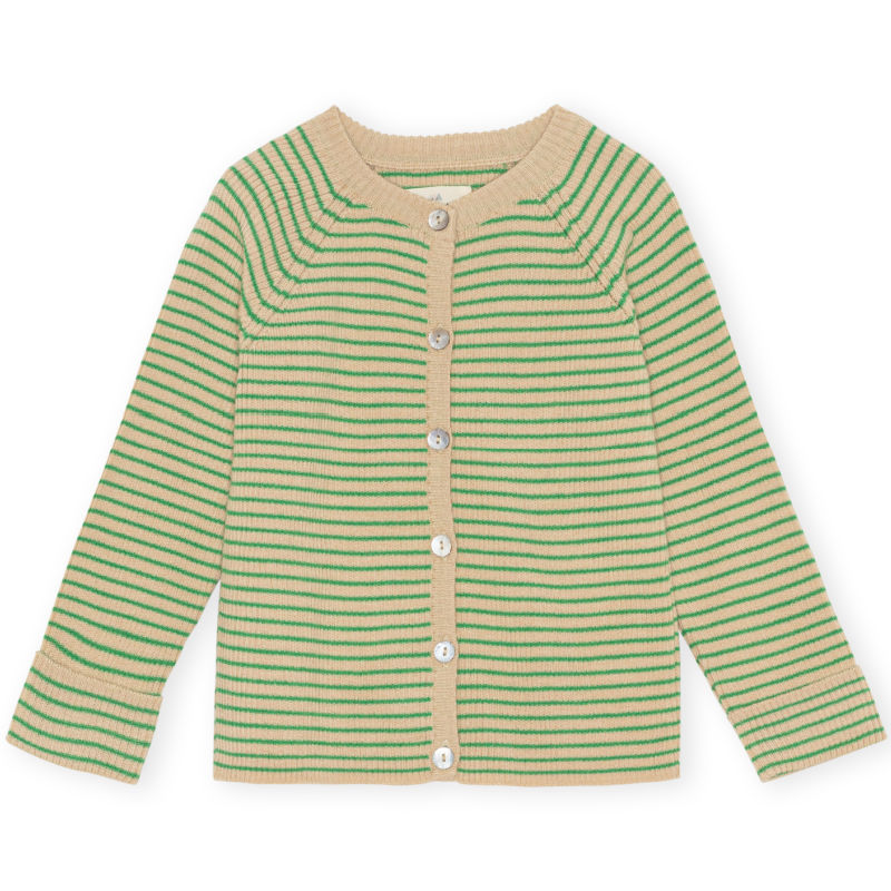 KS3845 - MEO CARDIGAN - MEDIUM GREEN STRIPE - Extra 0