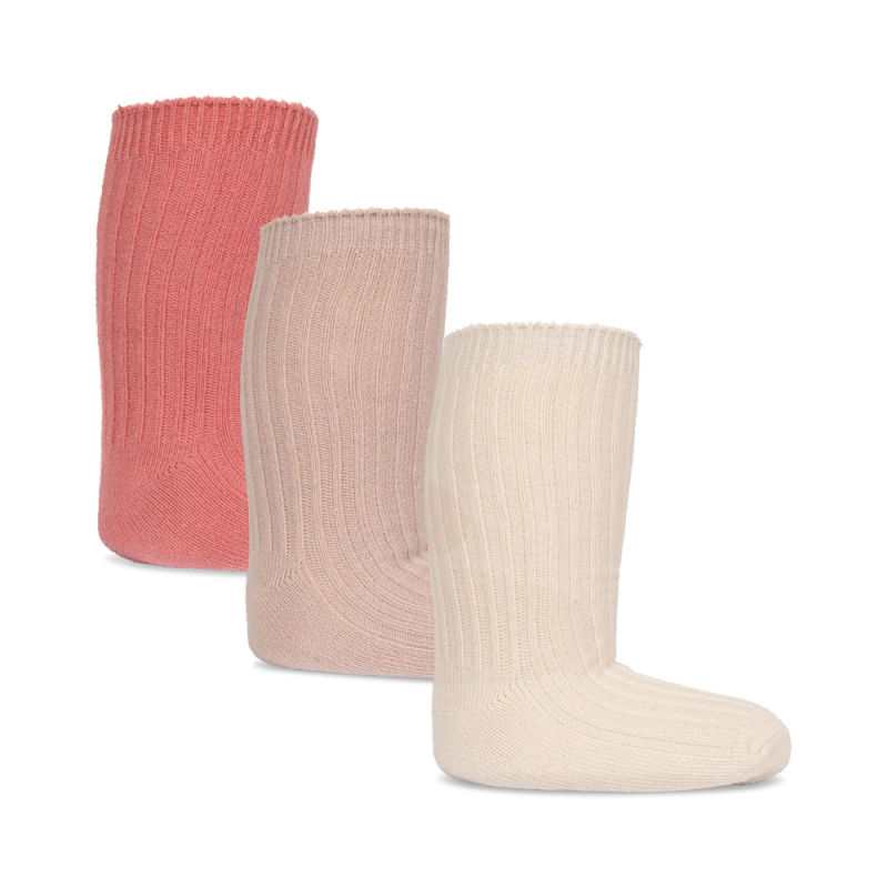 KS4800 - 3 PACK RIB SOCKS - DESERT ROSE-CREME ROSE-ROSE - Main
