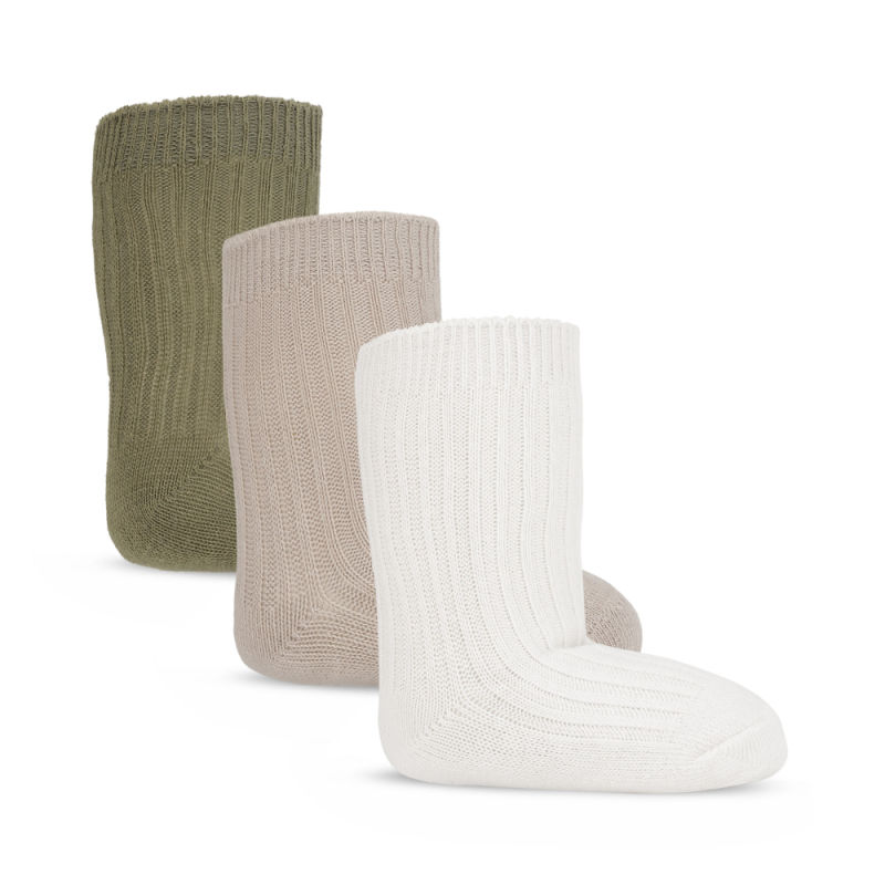 KS4800 - 3 PACK RIB SOCKS - OVERLAND TREK-FRENCH OAK-OFF WHITE - Extra 0