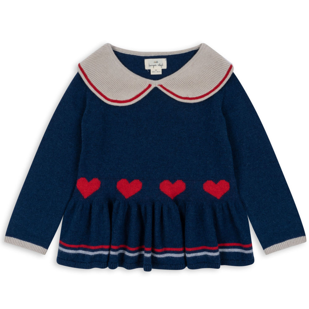 Konges Sløjd Maxime knit collar blouse – navy peony - 12m