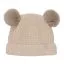 HUTTEliHUT hat knit fakefur pom's cotton - light camel