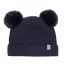 HUTTEliHUT hat knit fakefur pom's cotton - navy