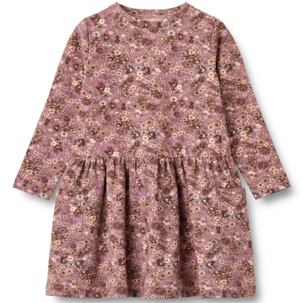 1566k-135 GOTS - Jersey Dress L-S Bessie - 1347 lavender flowers - Main