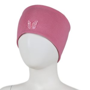 KiVAT pannebånd med vindstopper og sommerfugl - mørkerosa