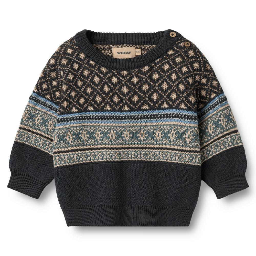 6591-560-GOTS - Jacquard Pullover Julius - 1432 navy - Main