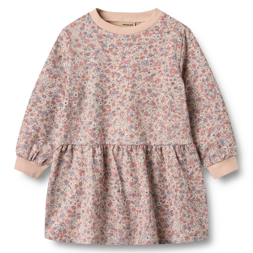 1546-625-GOTS - Sweat Dress L-S Zenia - 2036 rose dust flowers - Main