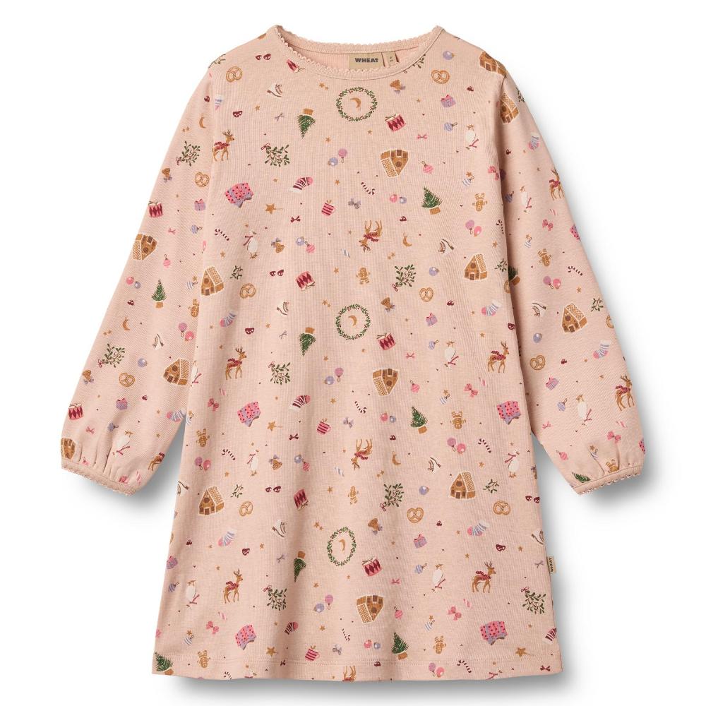 3069-130-GOTS - Nightgown Elinor - 9589 rose dust holiday - Main