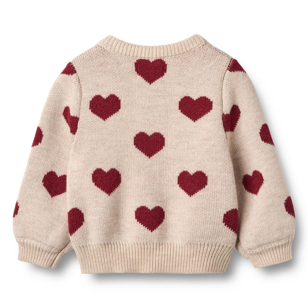 4566-567 - Jacquard Cardigan Hearts - 9562 offwhite melange - Extra 1