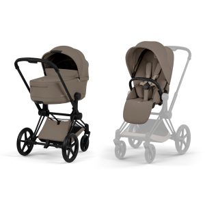 Cybex ePRIAM 2026 Matt Black inkl. Brettbar Liggedel Coconut Brown