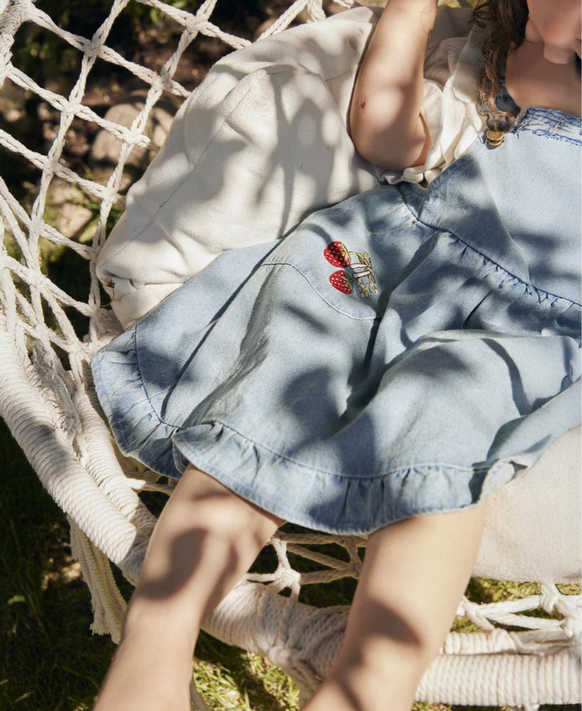 F1958 - DON EMBR SPENCER DRESS - LIGHT DENIM BLUE - Extra 2