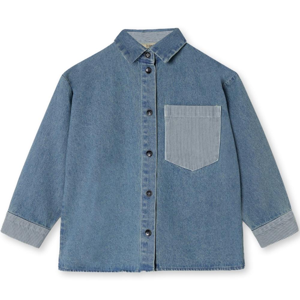 F1981 - DON CONTRAST LS SHIRT - MEDIUM DENIM BLUE - Main