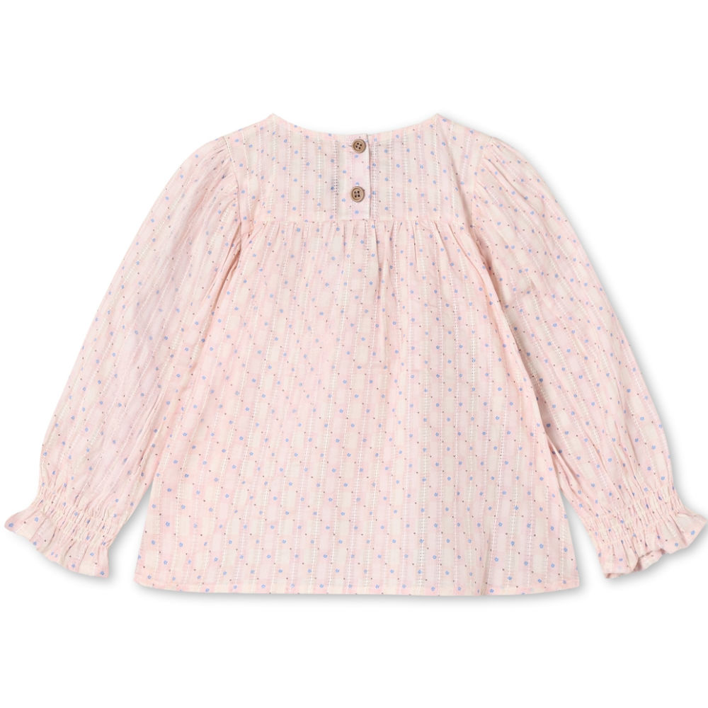 F2029 - ZORRO LS BOW BLOUSE - CHALK PINK CHECK AOP - Extra 3
