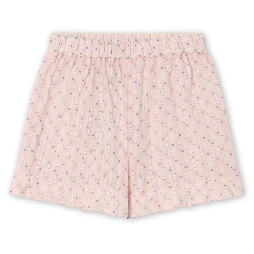 F2030 - ZORRO RUFFLE SHORTS - CHALK PINK CHECK AOP - Main