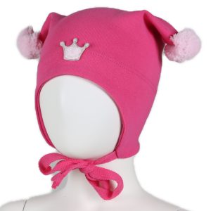 KiVAT vårlue i økologisk bomull med vindstopper og krone - cerise