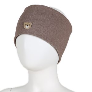 KiVAT pannebånd med vindstopper og teddybjørn - brunmelert
