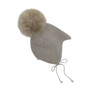 HUTTEliHUT Bonnet Wool Knit Alpaca Pompom - Atmosphere