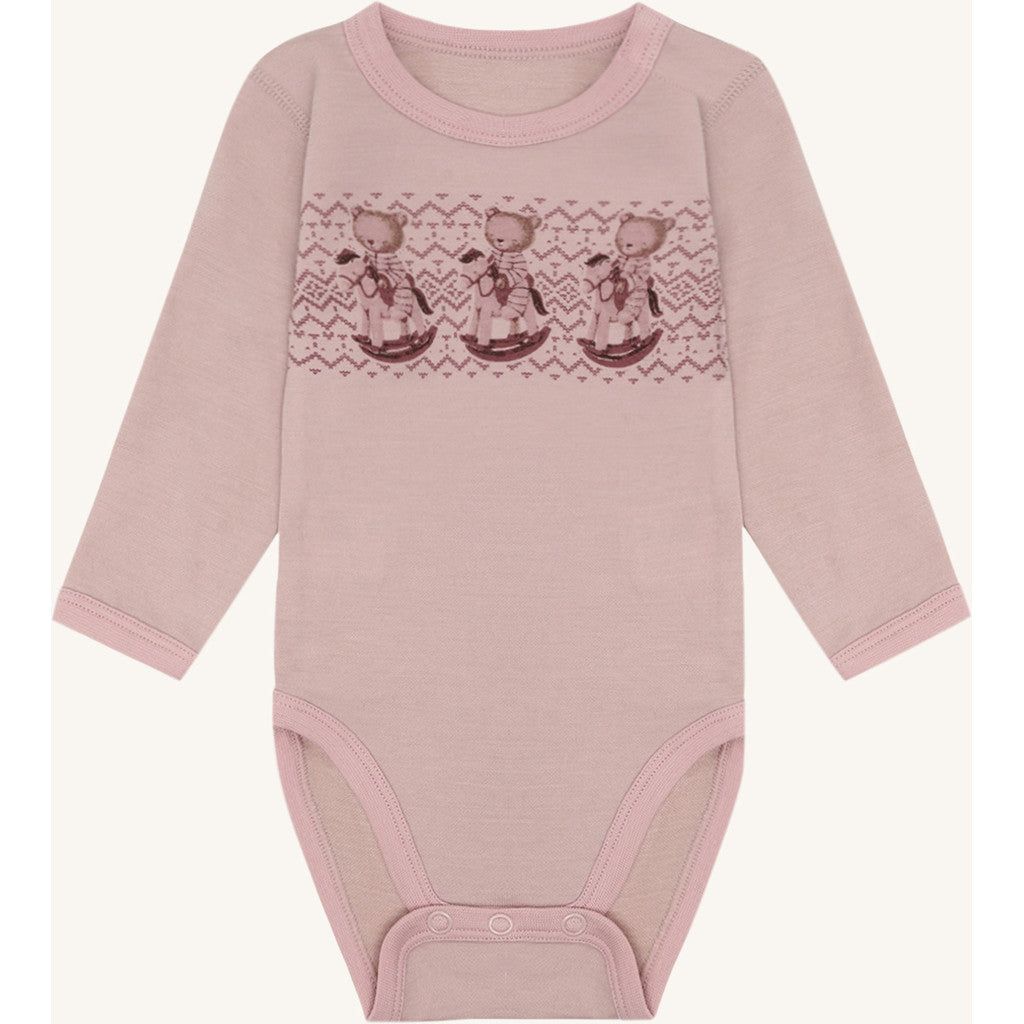 Hust & Claire Baloo Teddy body ull/bambus – Dusty Rose