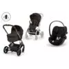 Nyfødtpakke Cybex Balios S Lux med brettbar liggedel i Chocolate Brown og Cloud G3 babybilstol i Magic Black