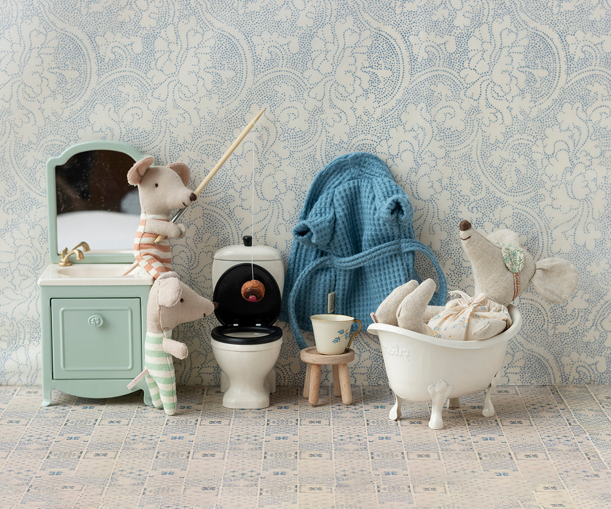 Maileg Bathrobe, Dad mouse - Dusty blue