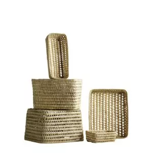 Alternative view of TineK Home Basket, straw, set of 2, nature