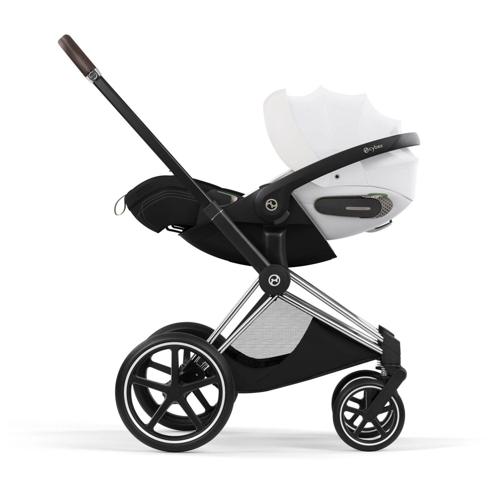 Cybex Priam Style 2026 i Chrome Brown med Cloud S i Off White på understellet (tekstiler i Sepia Black)