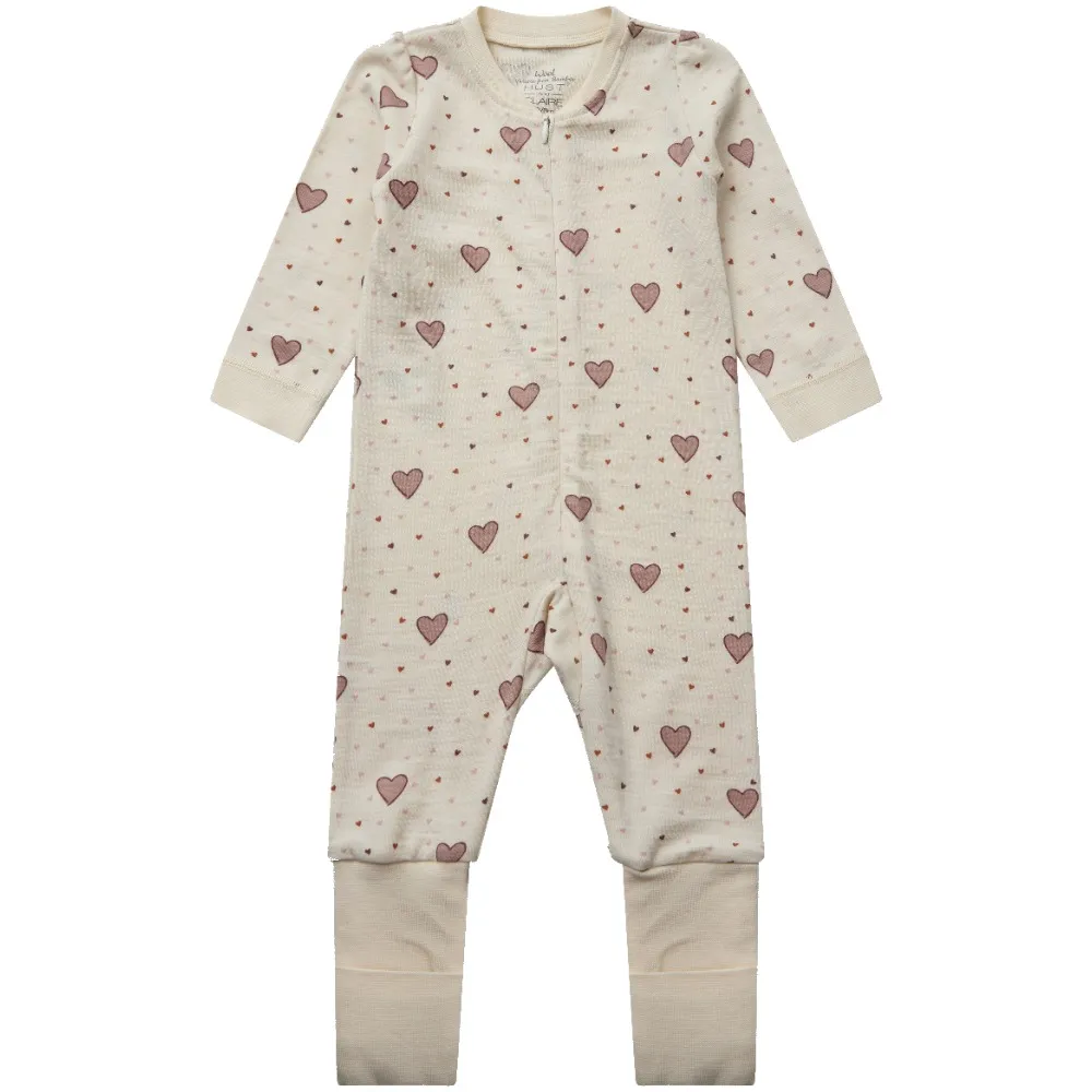 Hust & Claire Manu Hearts Puff heldress ull/bambus – Off White