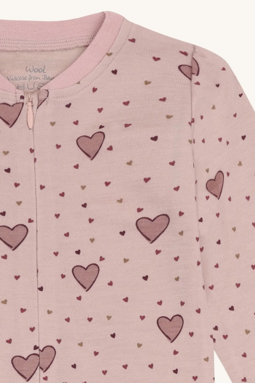 Hust & Claire Manu Hearts Puff heldress ull/bambus – Dusty Rose