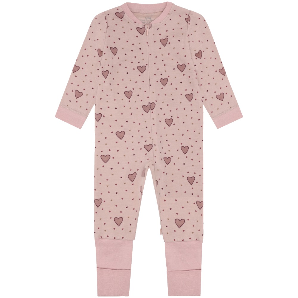 Hust & Claire Manu Hearts Puff heldress ull/bambus – Dusty Rose