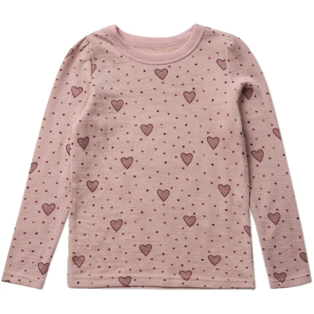 Hust & Claire Abba Hearts Puff genser ull/bambus – Dusty Rose