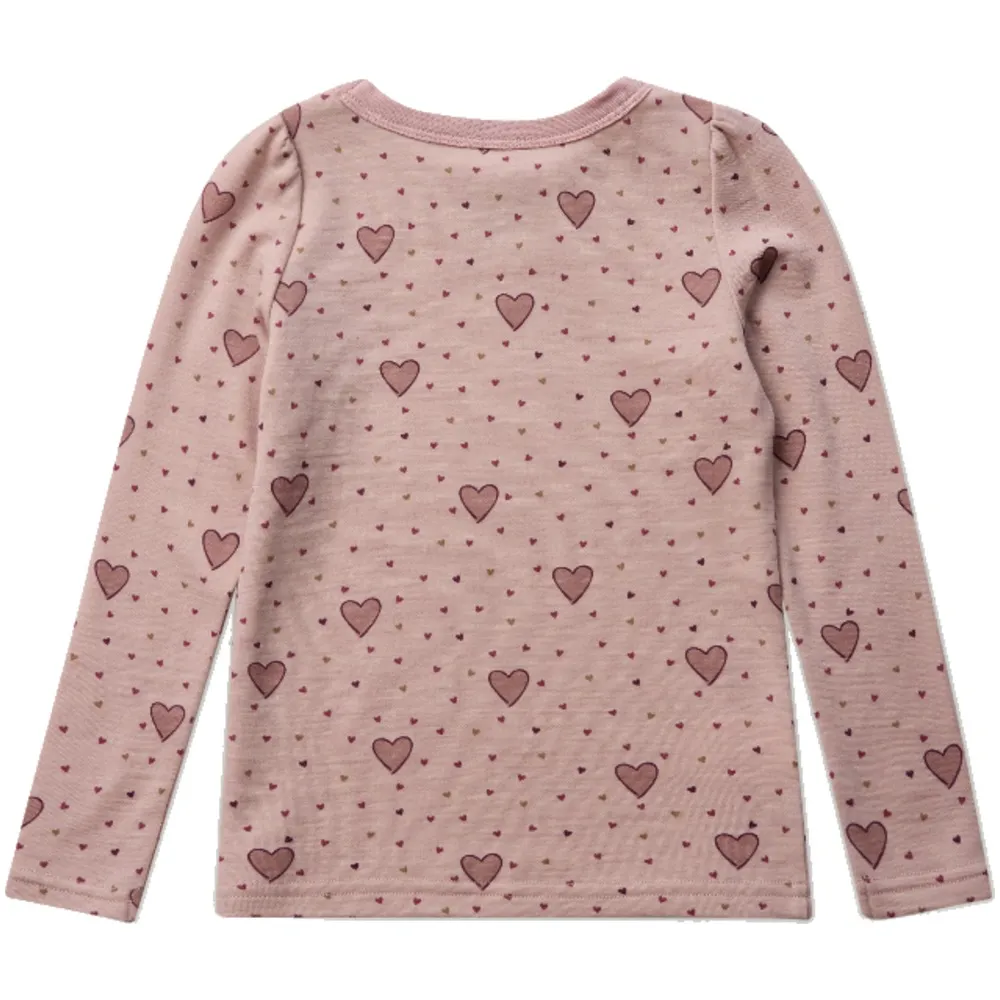 Hust & Claire Abba Hearts Puff genser ull/bambus – Dusty Rose