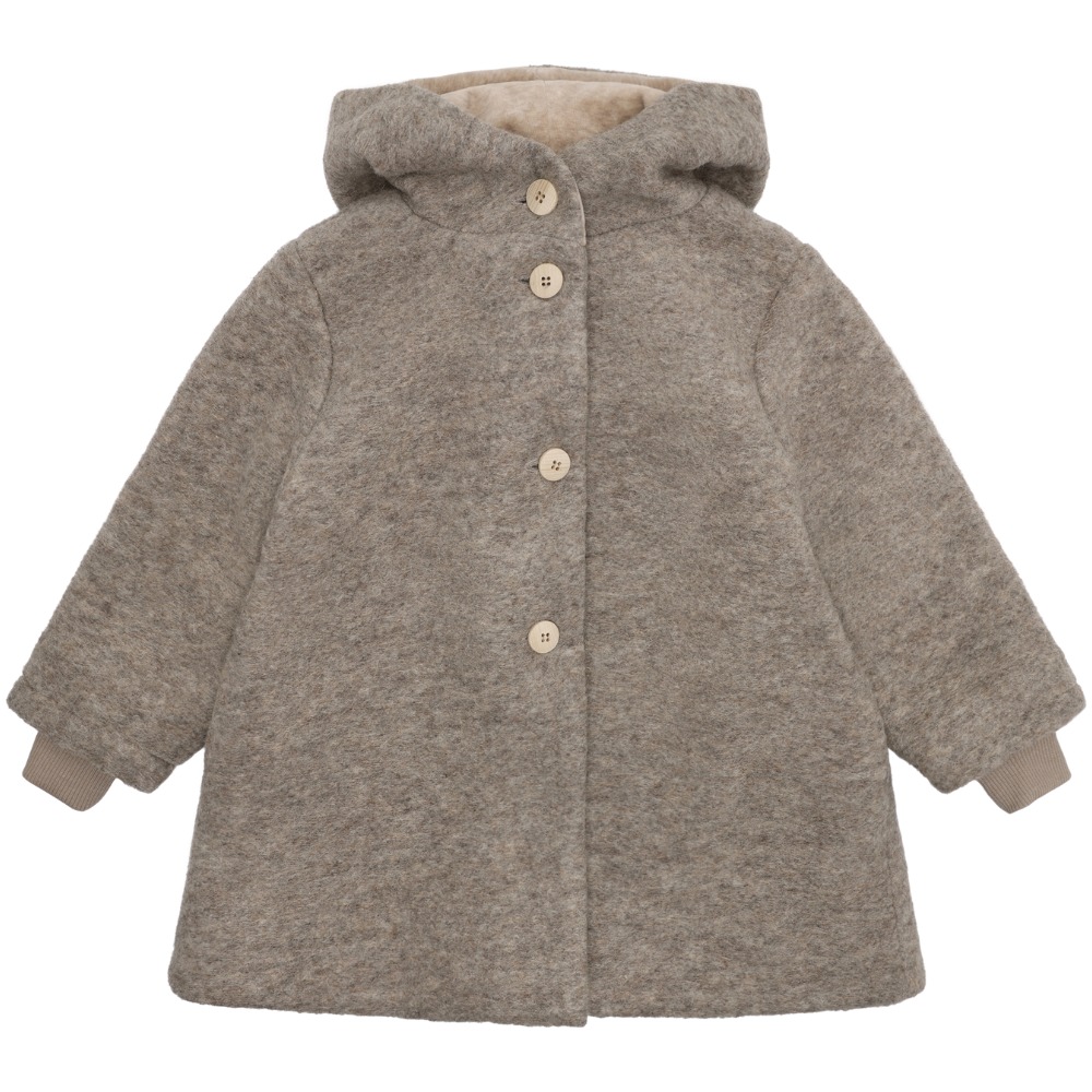 HUTTEliHUT Coat Hood Wool w. Lining - Camel Melange