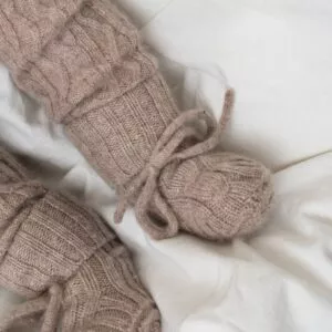 Livly Cable Knit Cashmere Footies - oat