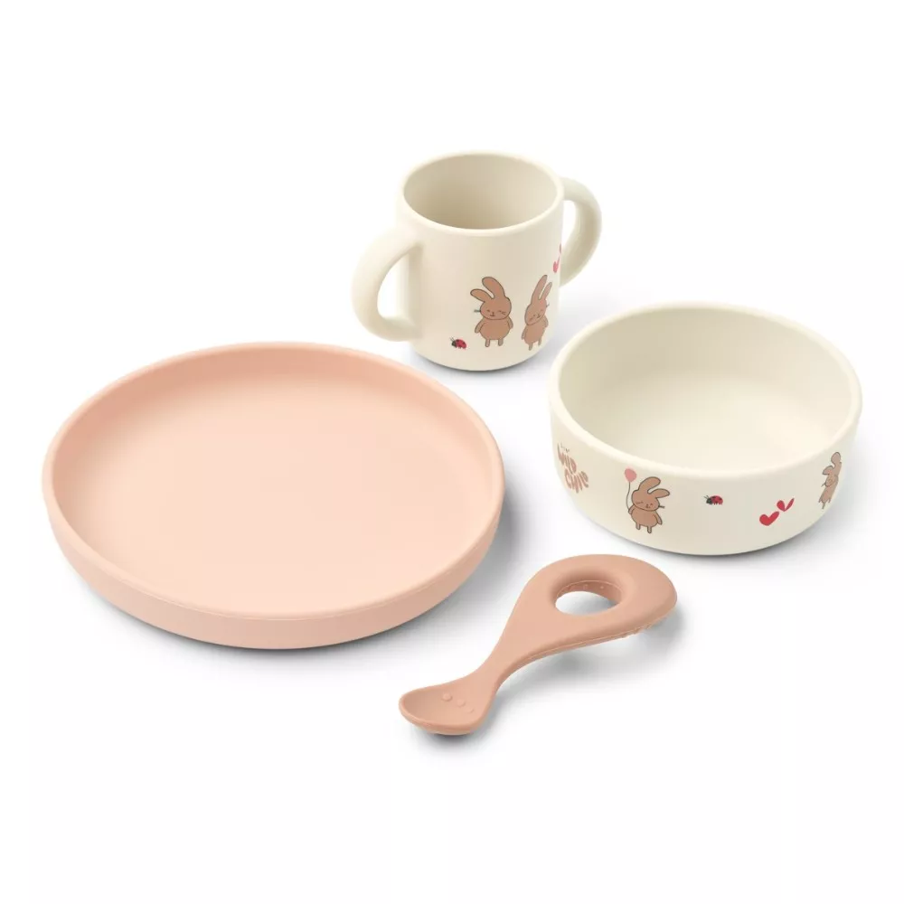 Liewood Vivi printed tableware set - wild child/rosey