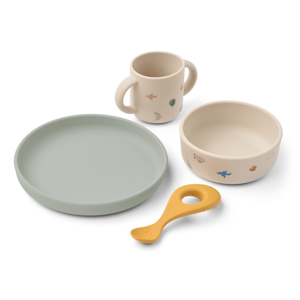 Liewood Vivi printed tableware set - flying/sandy