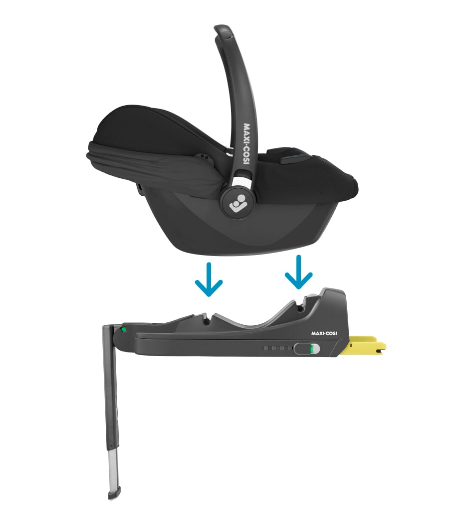 Maxi-Cosi CabrioFix i-Size i Essential Black, klikkes på plass