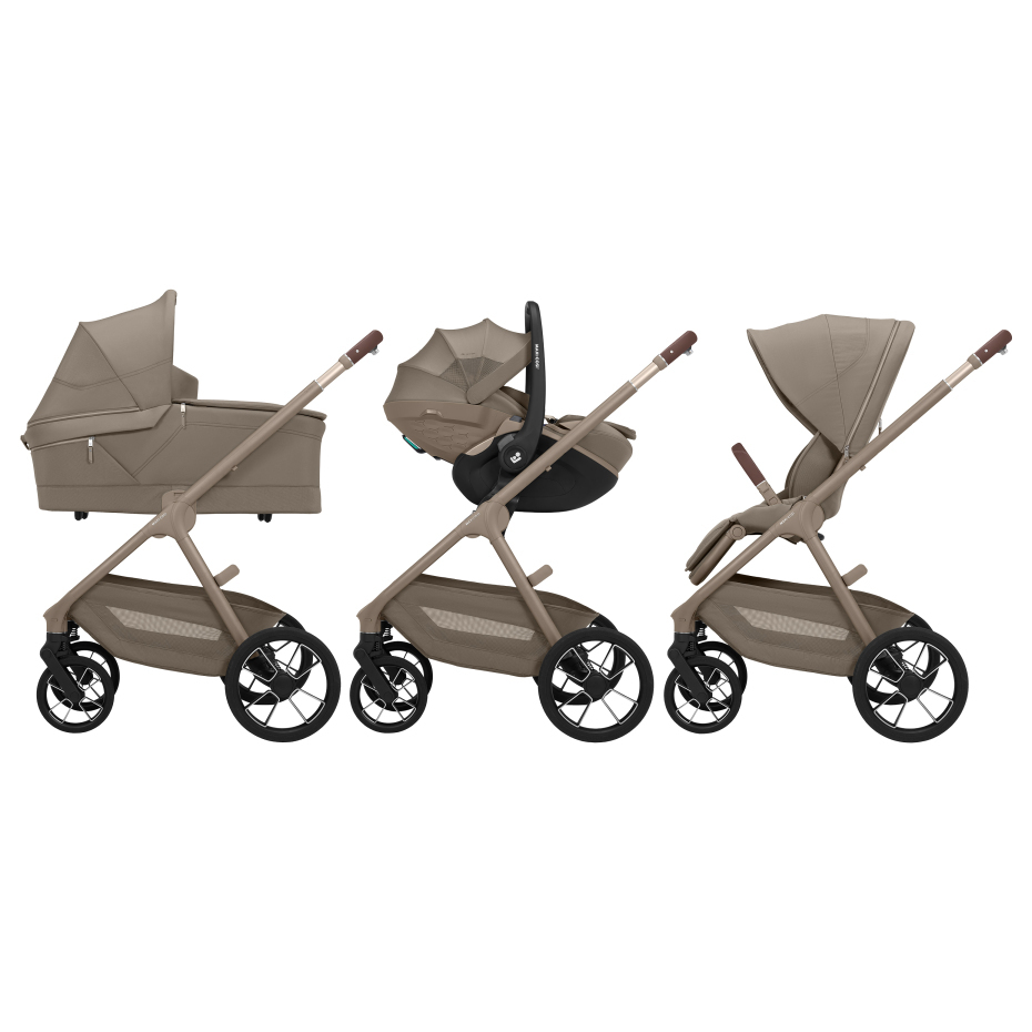 Maxi-Cosi Oxford i Oak Truffle som reisesystem, med liggedel, babybilstol og sittedel