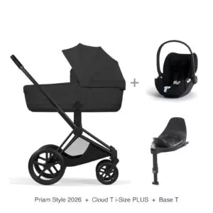 Cybex Priam Style 2026 med liggedel, Cloud T i-Size PLUS babybilstol og Base T
