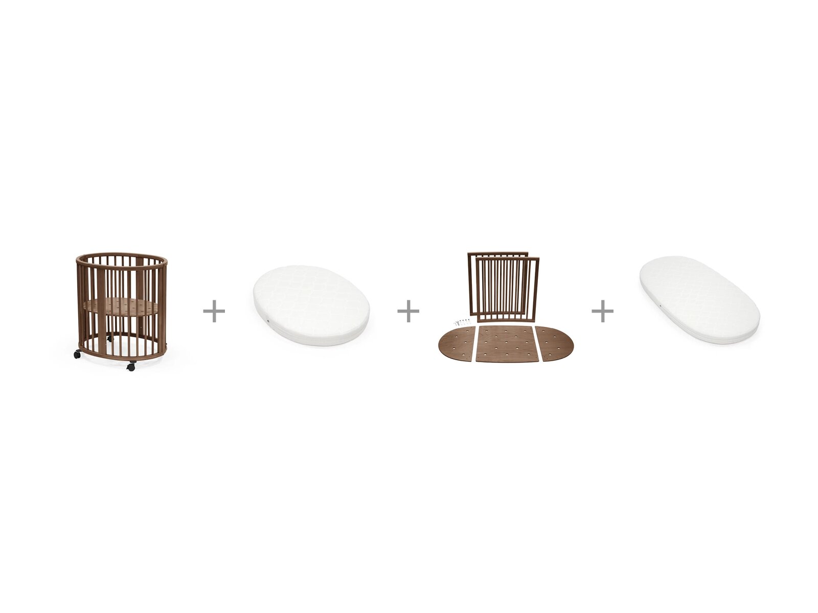 Stokke Sleepi V3 Mini Warm Brown komplett – Mini + minimadrass + utvidelsessett + madrass