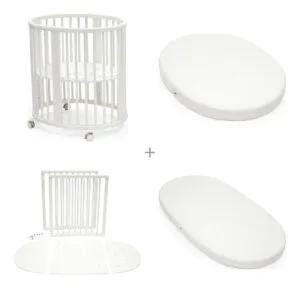 Stokke Sleepi V3 Mini White komplett – Mini + minimadrass + utvidelsessett + madrass