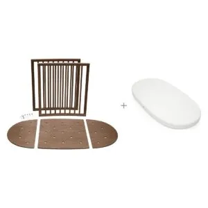 Stokke Sleepi V3 Utvidelsessett Warm Brown + madrass – pakke